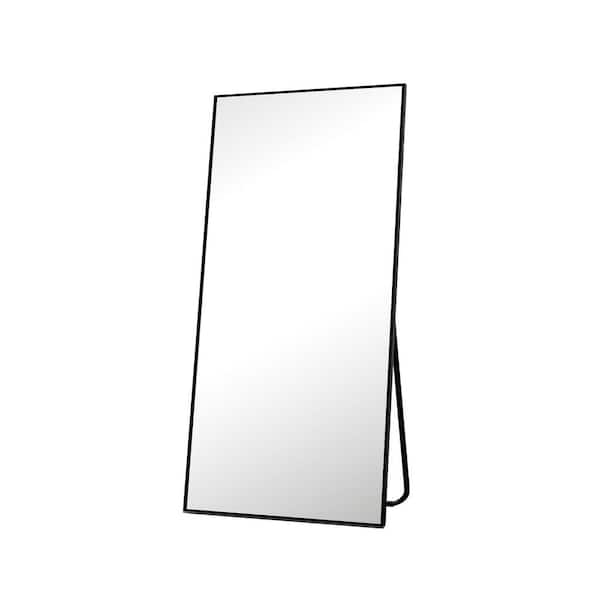 HOMLUX 16 in. W x 50 in. H Rectangular Framed Wall Bathroom Vanity Mirror in Black Decorative Modern Rust-Resistant