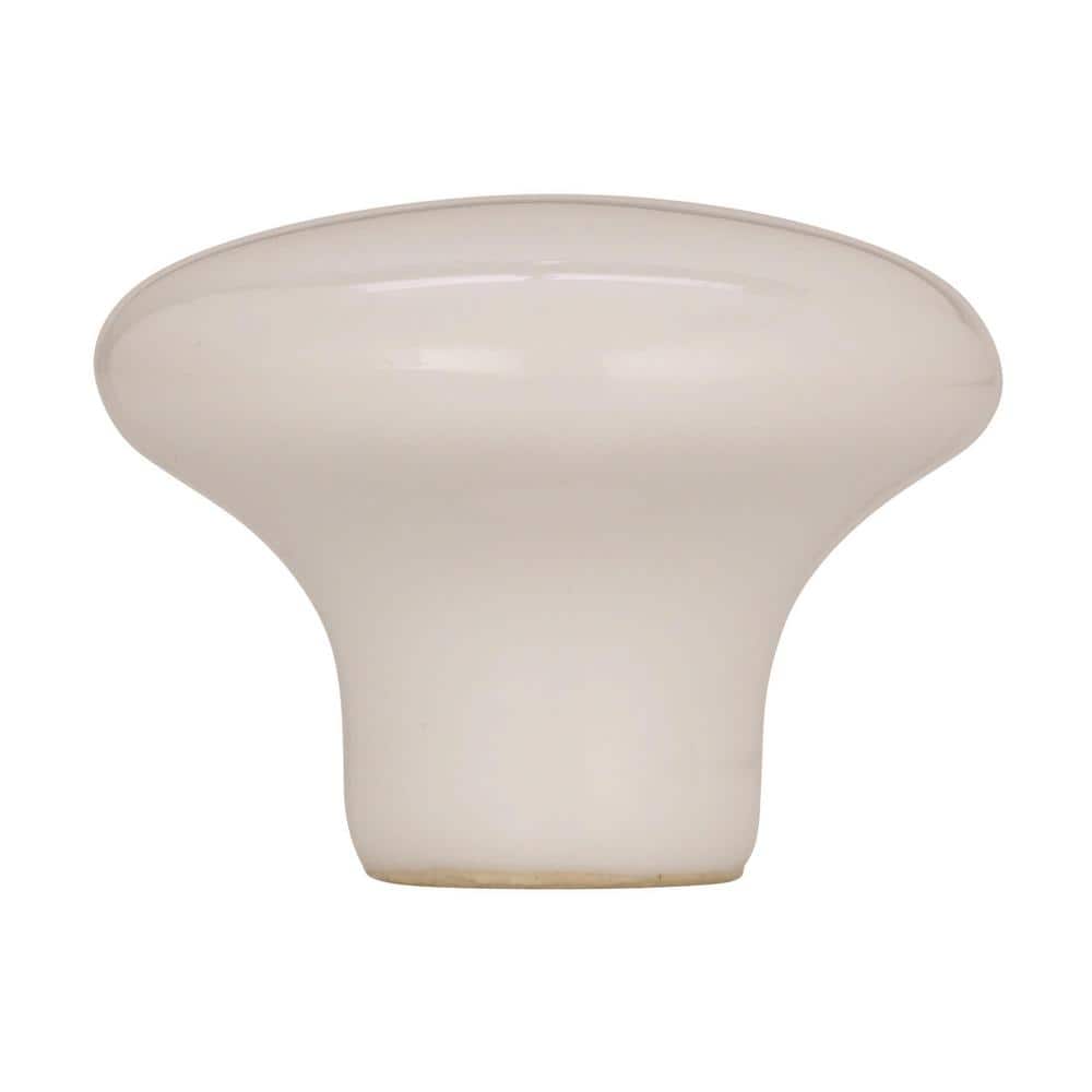 White Ceramic 1.5" Mushroom Cabinet Knob