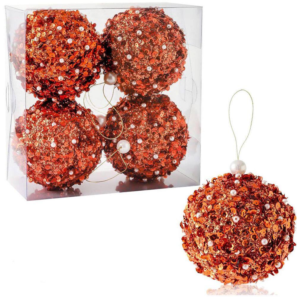 4-Piece 4.25 in. Orange Shatterproof Christmas Balls, Tree, Party and Tabletop Decor price history on PriceWatchPro