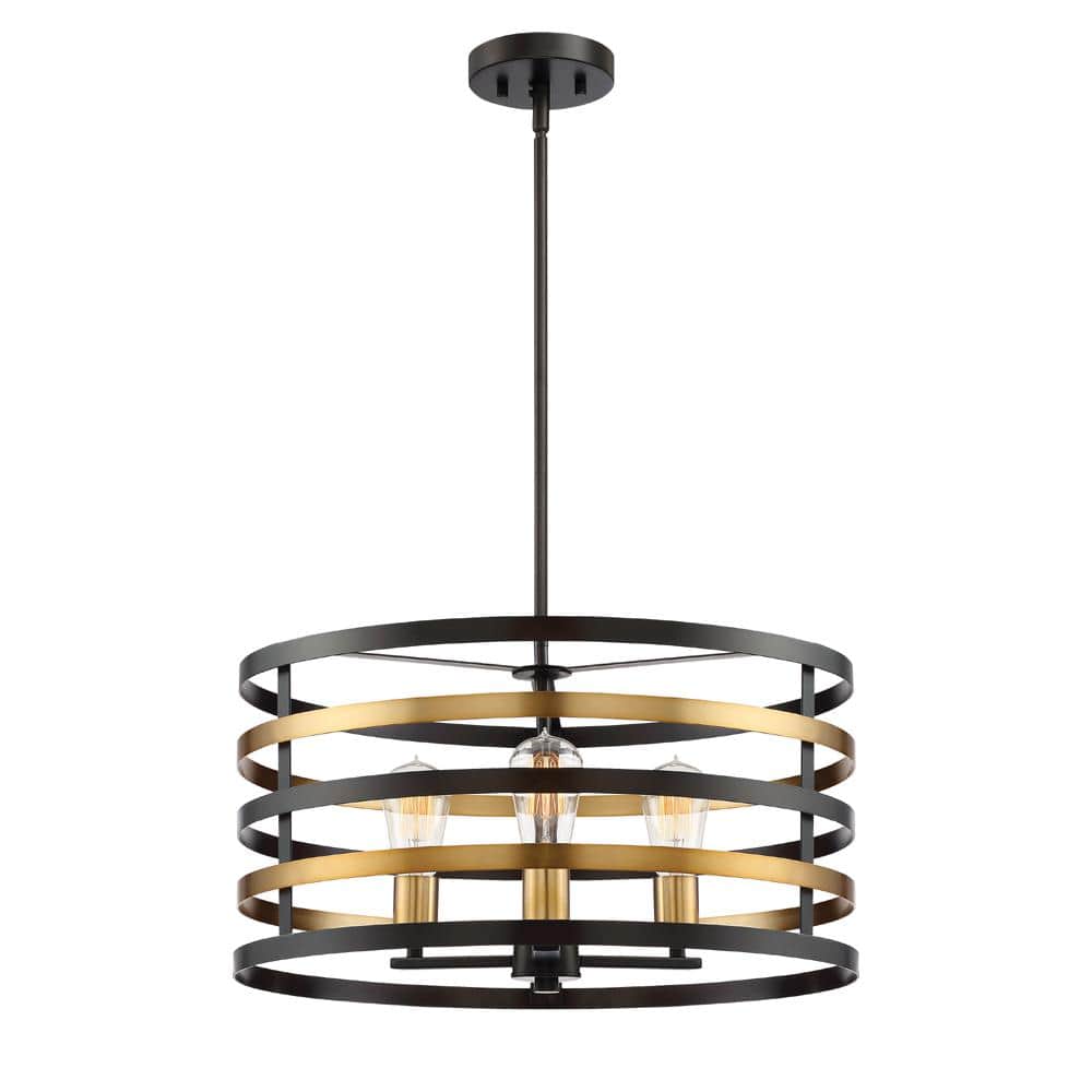 Mya Contemporary Drum Pendant Light in Antique Bronze