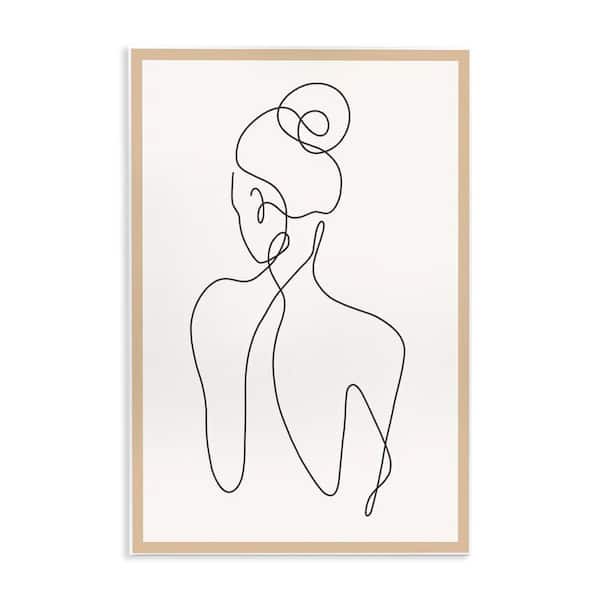 Minimal Woman Line Drawing by LSR Creative Studio Unframed People Graphic Art Print 15 in. x 10 in.