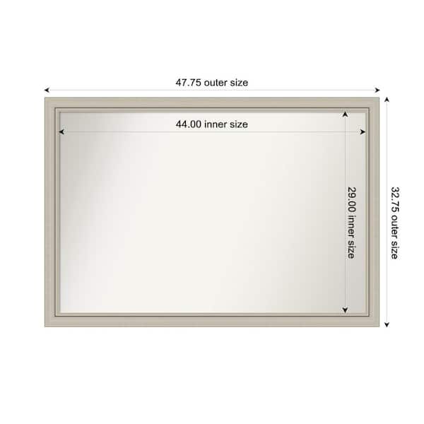 Amanti Art Romano Silver Narrow 47.75 in. x 32.75 in. Custom Non-Beveled Wood Framed Bathroom Vanity Wall Mirror