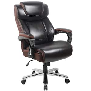 Hercules Big and Tall Faux Leather Swivel Ergonomic Executive Chair in Brown with Arms
