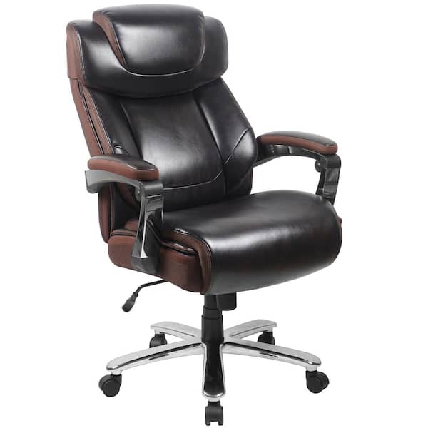 Flash Furniture Hercules Big and Tall Faux Leather Swivel Ergonomic Executive Chair in Brown with Arms