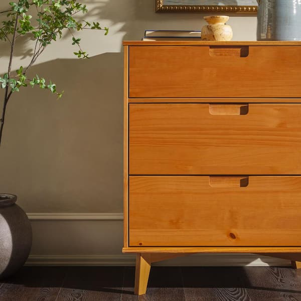 walker edison 3 drawer mid century modern wood dresser Walker Edison Sonoma 3-Drawer Solid Wood Walnut Dresser
