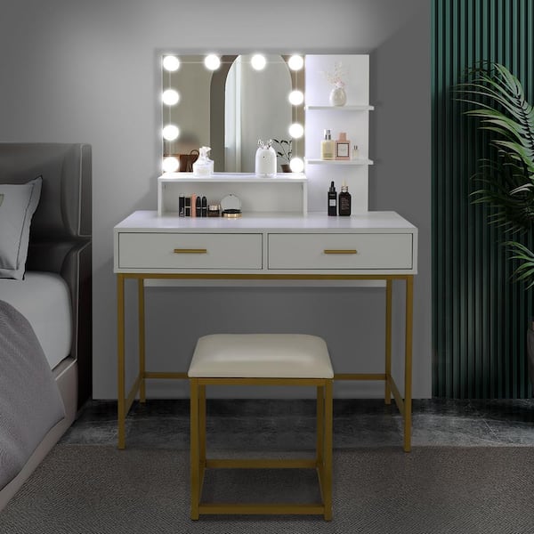 Karl home White Makeup Vanity Set with Light Bulb