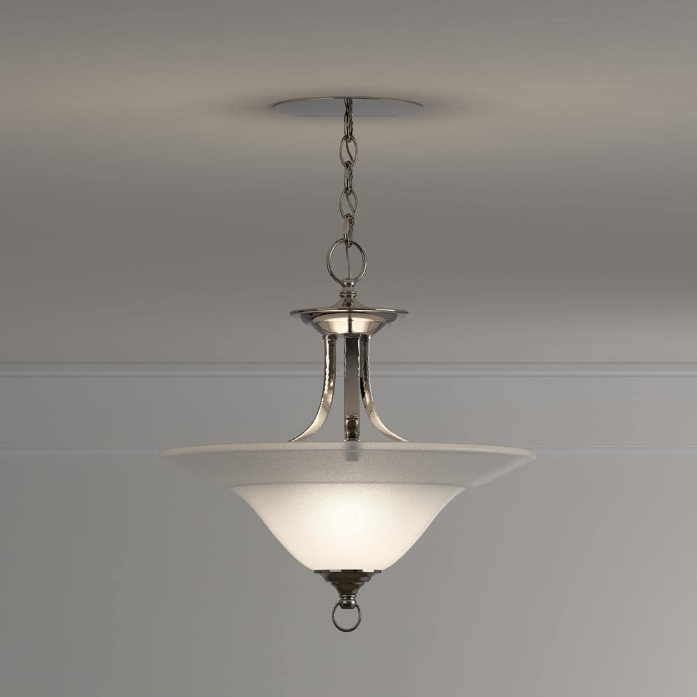 Trinity Brushed Nickel Semi-Flush Ceiling Light with Etched Glass Shade