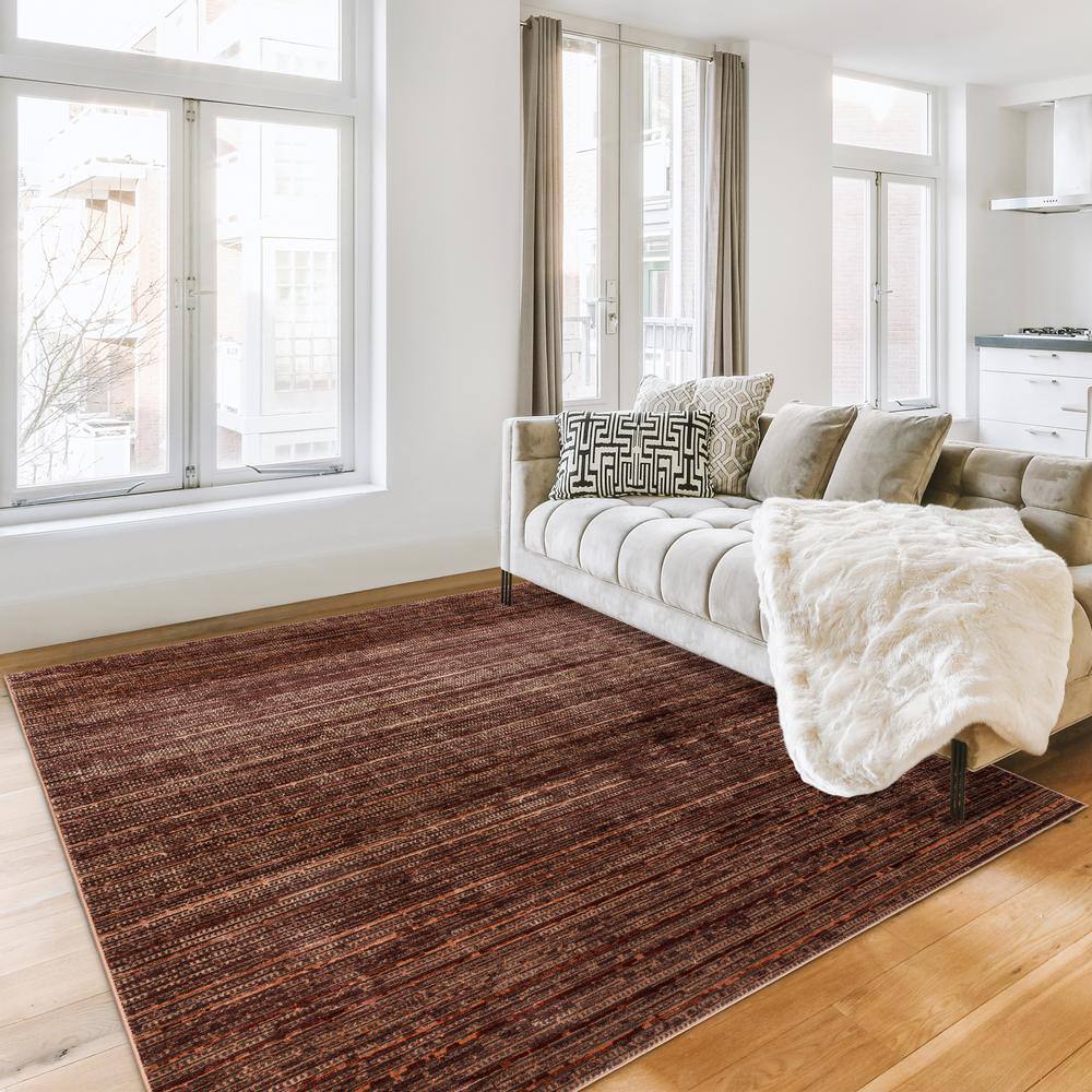 Missha Dario Dark Brown Tufted Rectangular Synthetic Rug, 6' x 9'