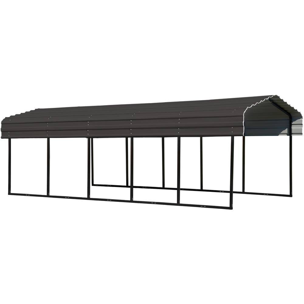 10' x 24' Charcoal Galvanized Steel Carport with Black Frame