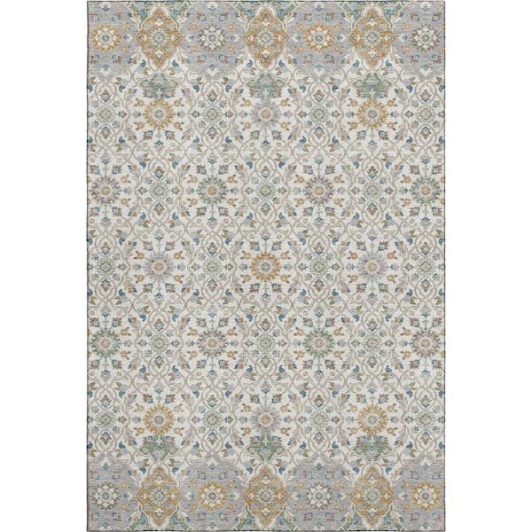 Mayfield Premium Machine Washable Abstract AMF2199 Ivory 10 ft. x 14 ft. Area Rug