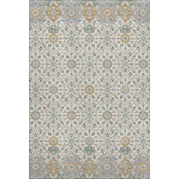 Mayfield Premium Machine Washable Abstract AMF2199 Ivory 5 ft. x 7 ft. 6 in. Area Rug