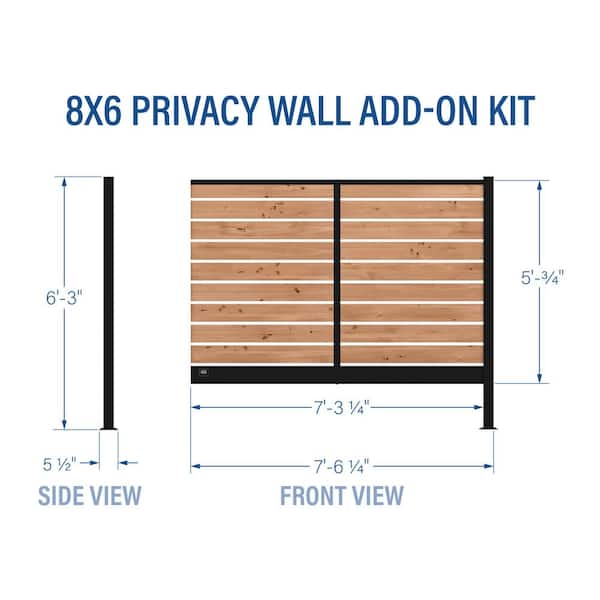 Backyard Discovery 6x8 Cedar Wood Flat Top Privacy Wall Kit with Aluminum Posts