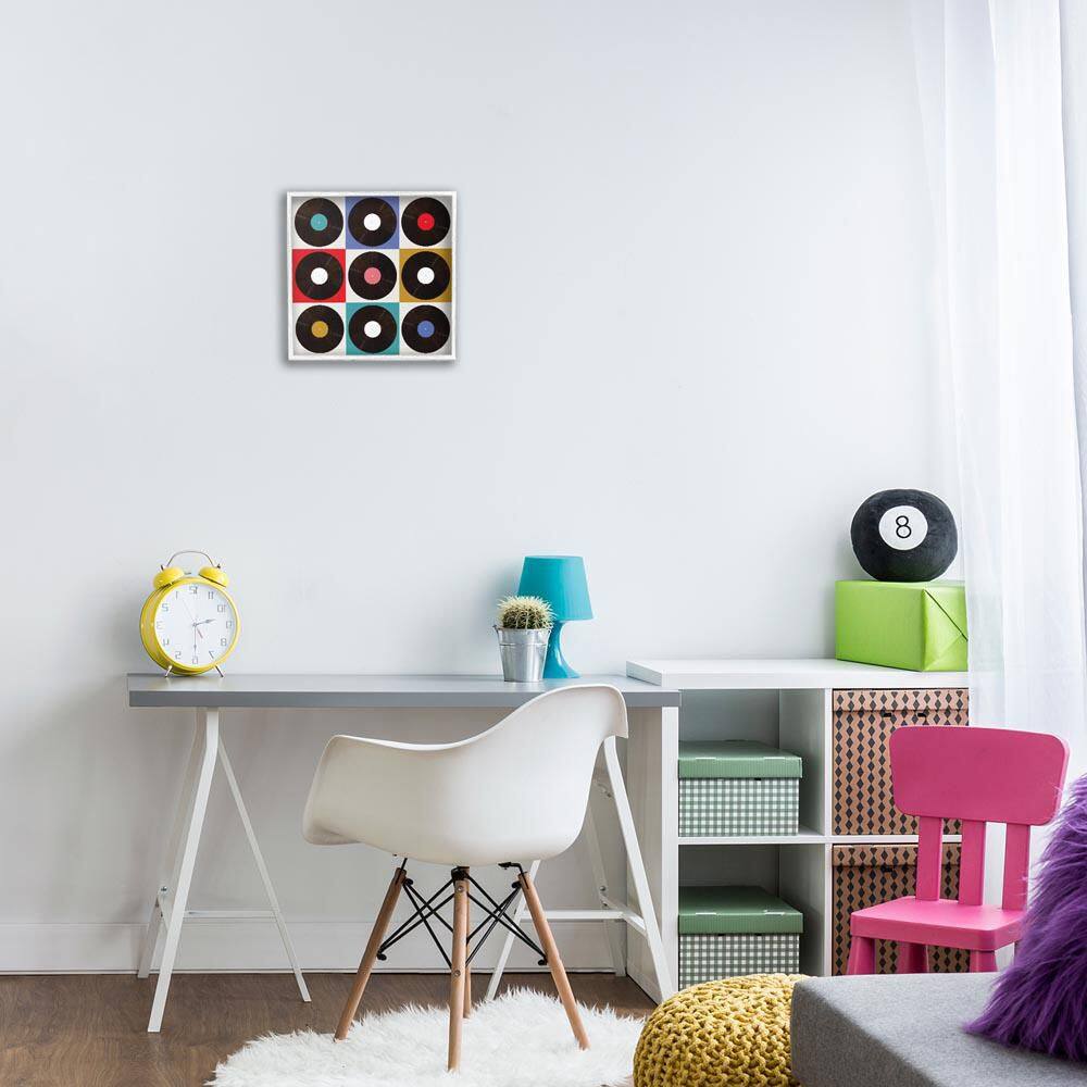 Geometric Music Records by Katrina Craven White Framed Music Giclee Art Print 12 in. x 12 in. price history on PriceWatchPro