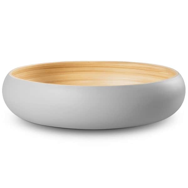 Lexa 1 Piece 12 in. Gray Bamboo Fruit Bowl