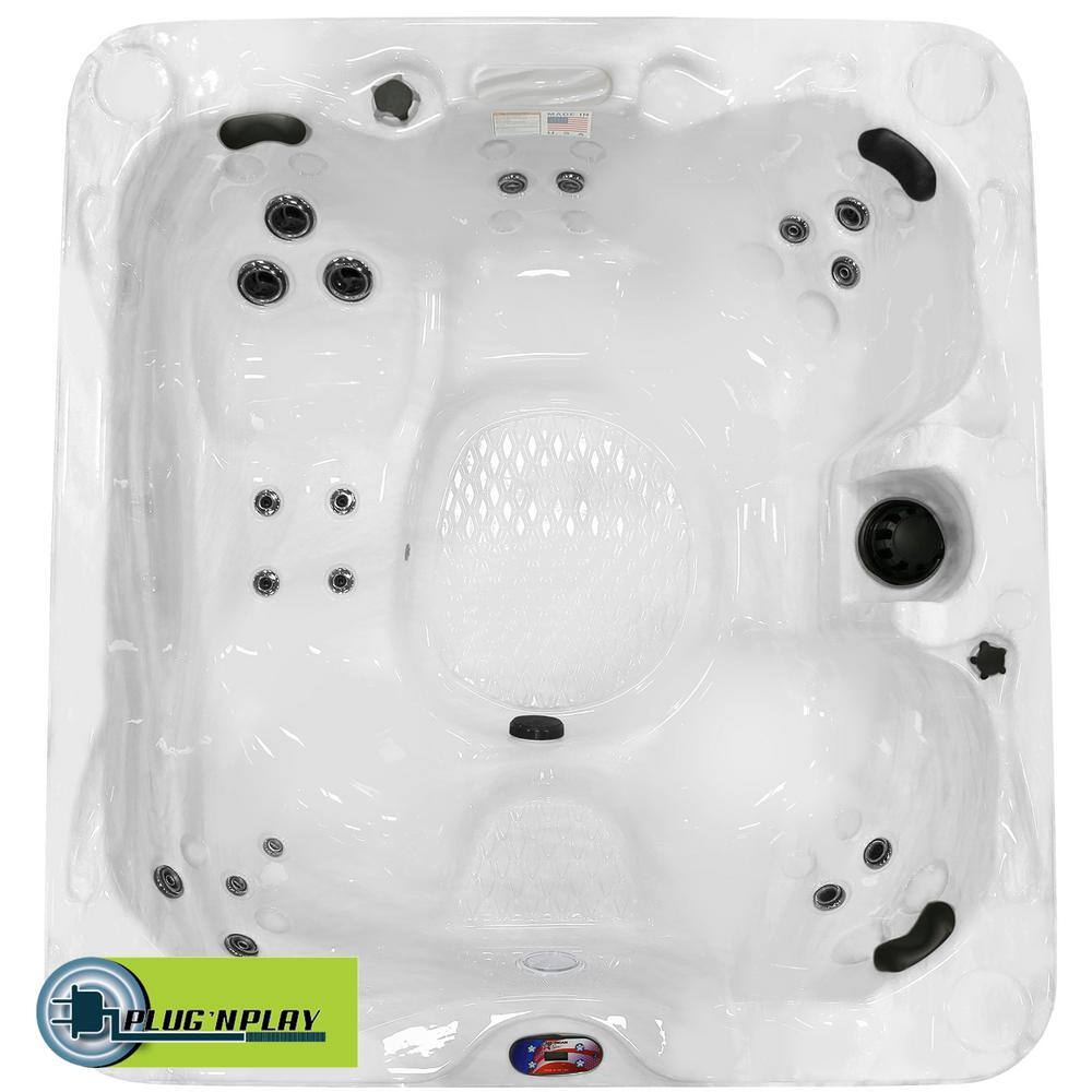 White Acrylic Square 6-Person Hot Tub with Titanium Heater