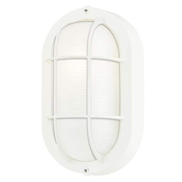 1-Light White on Steel Exterior Wall Fixture with White Glass Lens