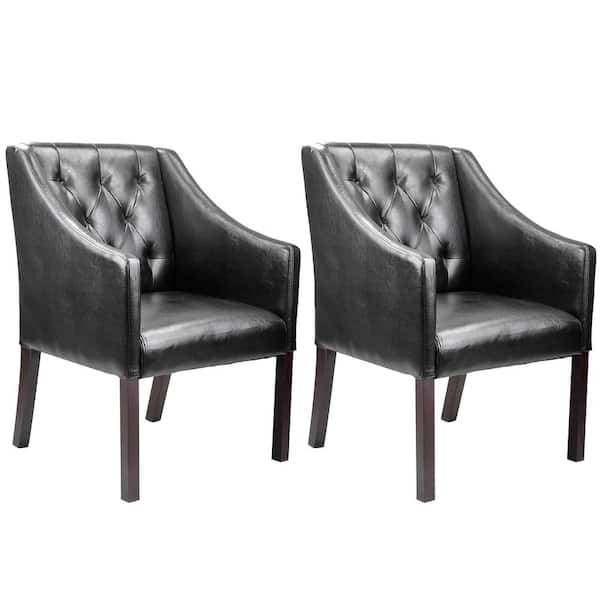 Corliving Antonio Black Bonded Leather, Leather Occasional Chairs