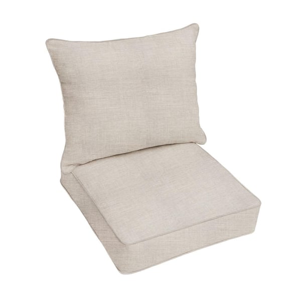 SORRA HOME 30 in. x 27 in. Deep Seating Indoor/Outdoor Pillow and Cushion Set in Sunbrella Cast Silver and Taupe