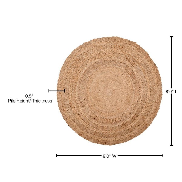  SAFAVIEH Natural Fiber Round Collection NF356A - Alfombra  redonda de yute de 5 pies, hecha a mano, estilo bohemio, con encanto :  Hogar y Cocina