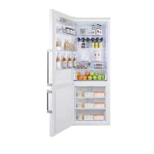 27 in. W 16.8 cu. ft. Bottom Freezer Refrigerator in White, Counter Depth