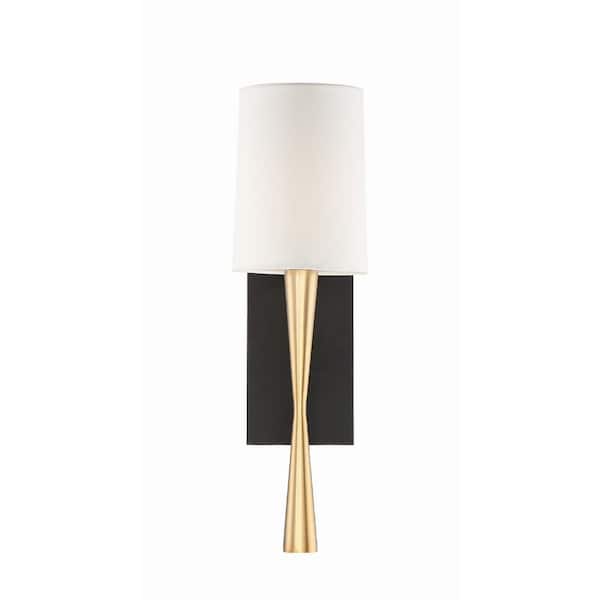 Trenton 1-Light Aged Brass + Black Forged Sconce