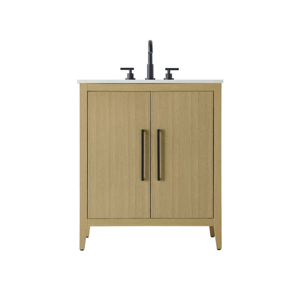 30 in. Single Sink Honey Brown Bath Vanity with White Engineered Marble Top price history on PriceWatchPro