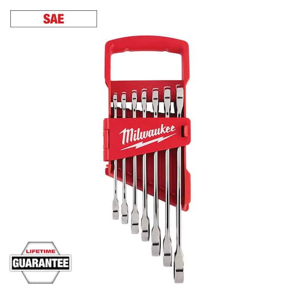 SAE Combination Ratcheting Wrench Mechanics Tool Set (7-Piece)