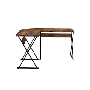 50 in. L Shape Brown and Black Manufactured Wood Writing Desk