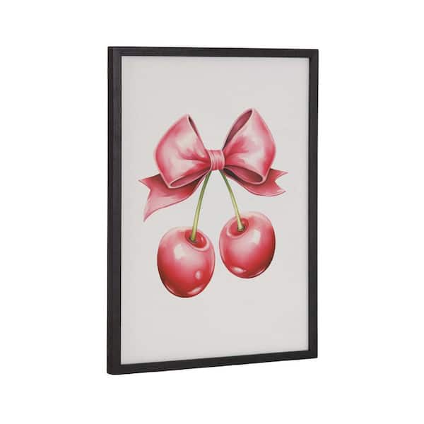 Kate and Laurel Gallery Coquette Preppy Retro Girly Red Pink Bow by The Creative Bunch Studio Black Framed Art Print 12 in. x 16 in.