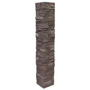 Country Ledgestone 8 in. x 8 in. x 47 in. Himalayan Brown Polyurethane Faux Stone Split Post Cover (2-Piece)