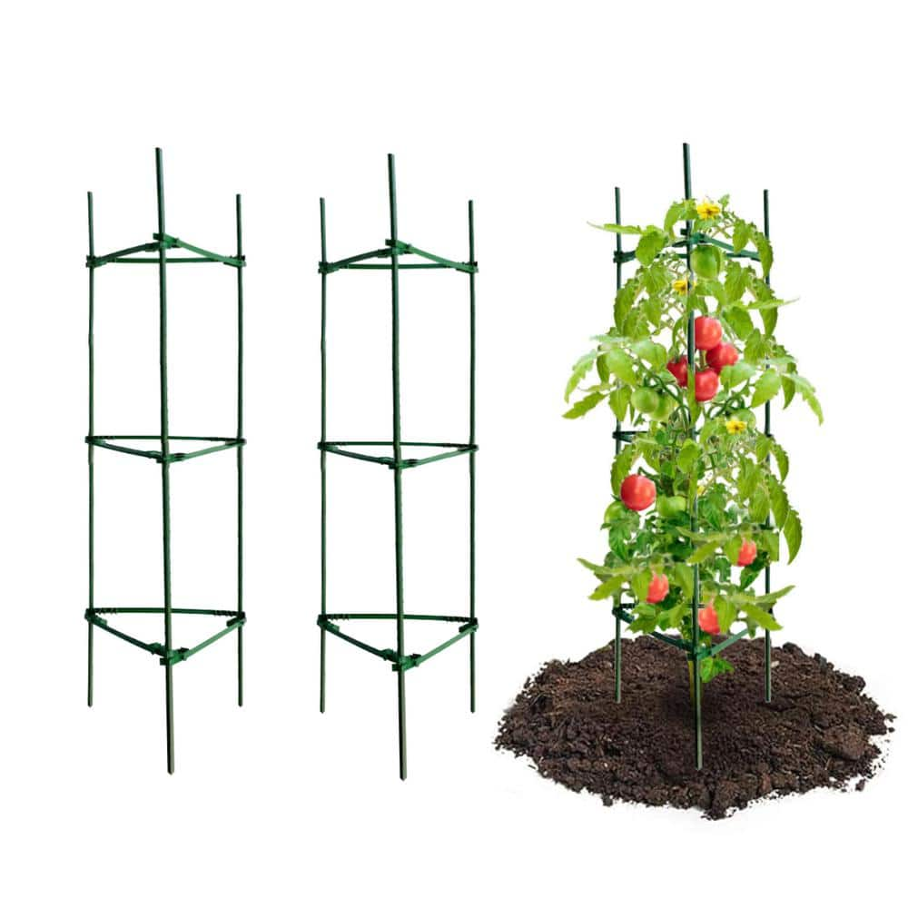 Ecostake 4 ft.Tomato Cage Plastic Coated Steel Plant Support(3-Pack ...