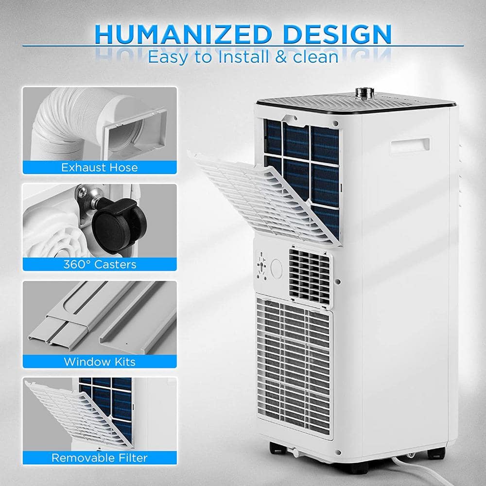TURBRO 8000 BTU White Portable Air Conditioner with Remote and Sleep Mode