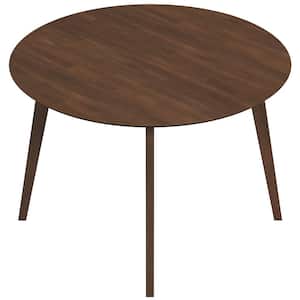 Piper 43 in. Mid Century Modern Style Solid Wood Walnut Brown Frame and Top Round Kitchen Table (Seats 4)