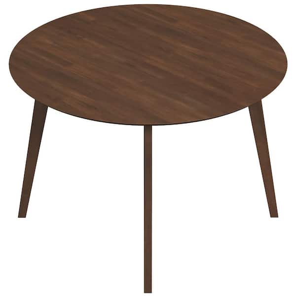Ashcroft Furniture Co Piper 43 in. Mid Century Modern Style Solid Wood Walnut Brown Frame and Top Round Kitchen Table (Seats 4)