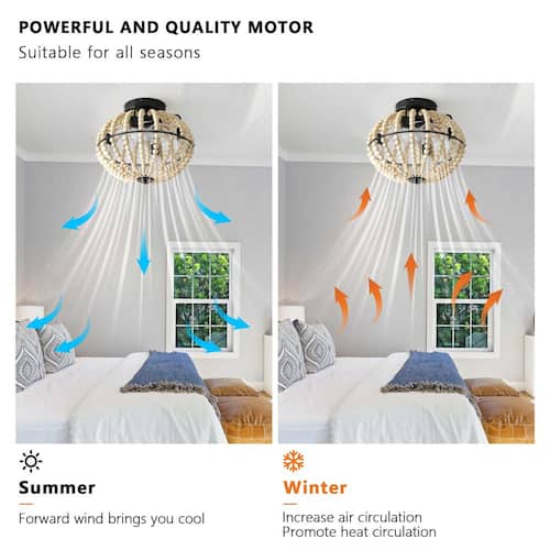 18 in. 4-Ligh Indoor Beige Boho Ceiling Fan with Lights for Small Room, E26, No Bulbs Included, 6-Speed, Remote Control Ceiling Fans With Lights