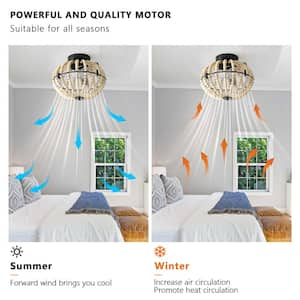 18 in. 4-Ligh Indoor Beige Boho Ceiling Fan with Lights for Small Room, E26, No Bulbs Included, 6-Speed, Remote Control