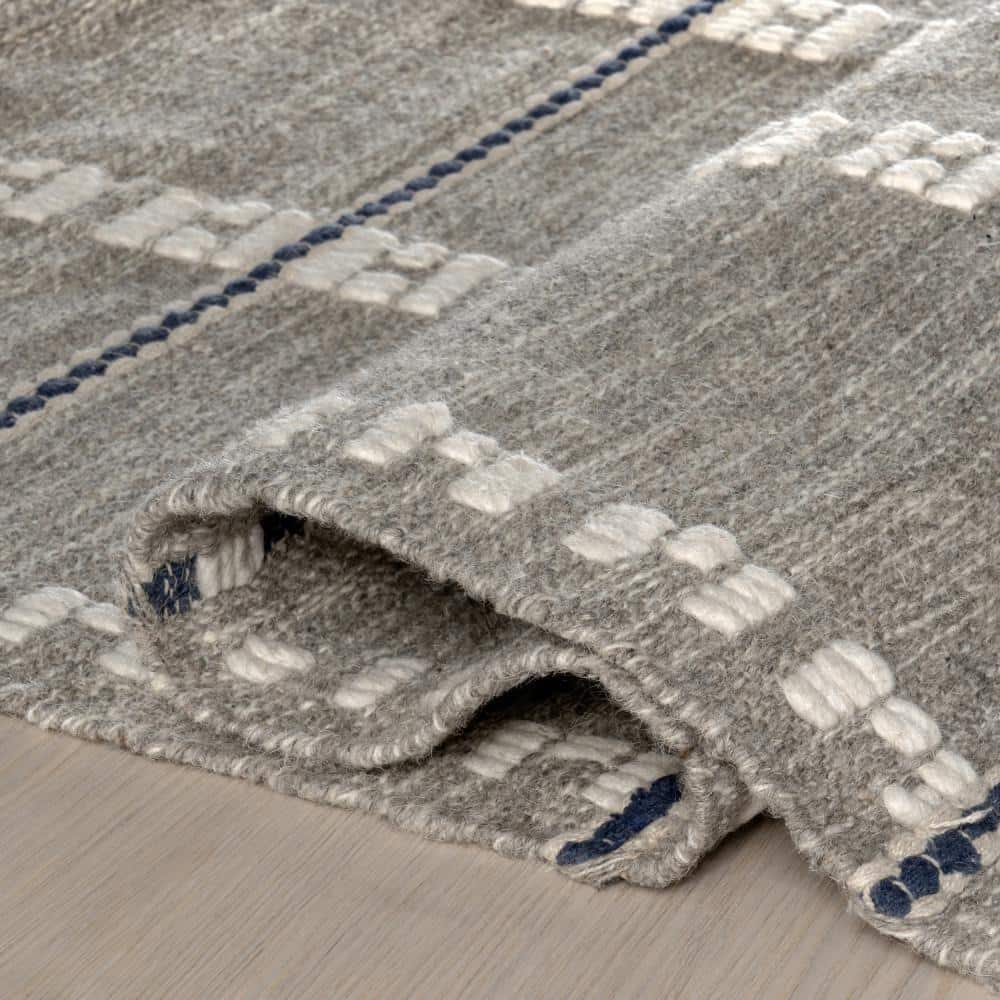 Morgan Gray Geometric Check Wool and Cotton 3' x 5' Area Rug