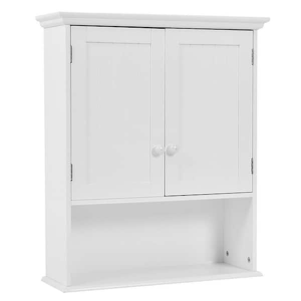 Wellfor 24 In W X 28 H 8 D Bathroom Storage Wall Cabinet With 1 Glass Doors And Adjustable Shelf White Hw Hwy 53984wh - 24 Inch Wall Cabinet With Glass Doors