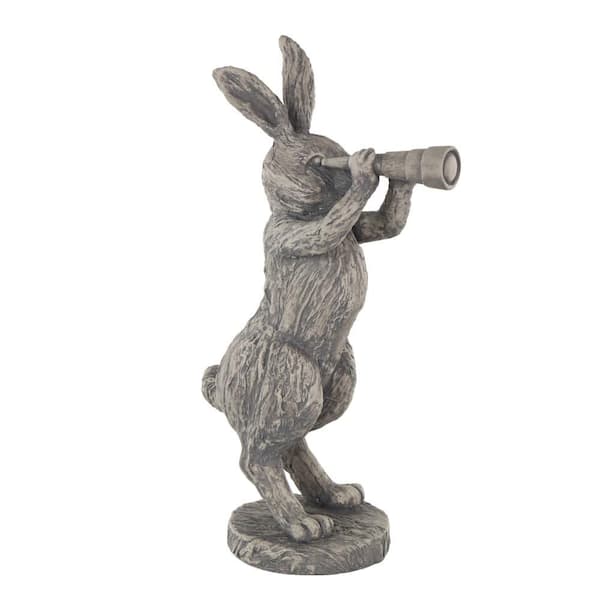 Litton Lane Gray 8 in. x 22 in. Rabbit Textured Polystone