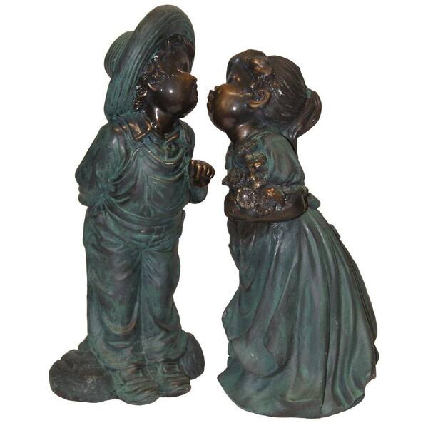 Alpine Boy and Girl Kissing Statue