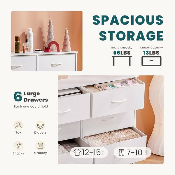 Lakefront Wide Drawer Dresser Storage Organizer 5-Drawer Closet Shelves (11.4D x 39.3W x 21.6H), Grey