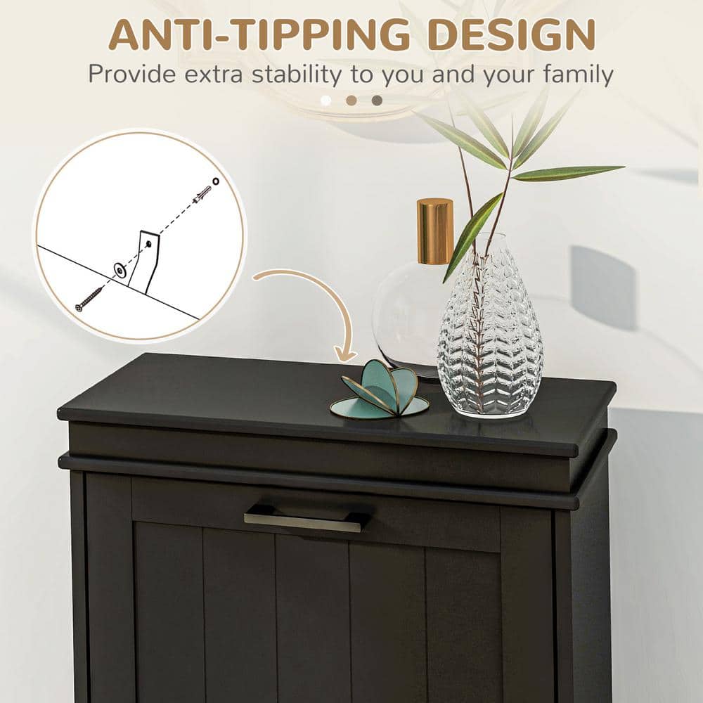 Black MDF Narrow Shoe Cabinet with Adjustable Shelves