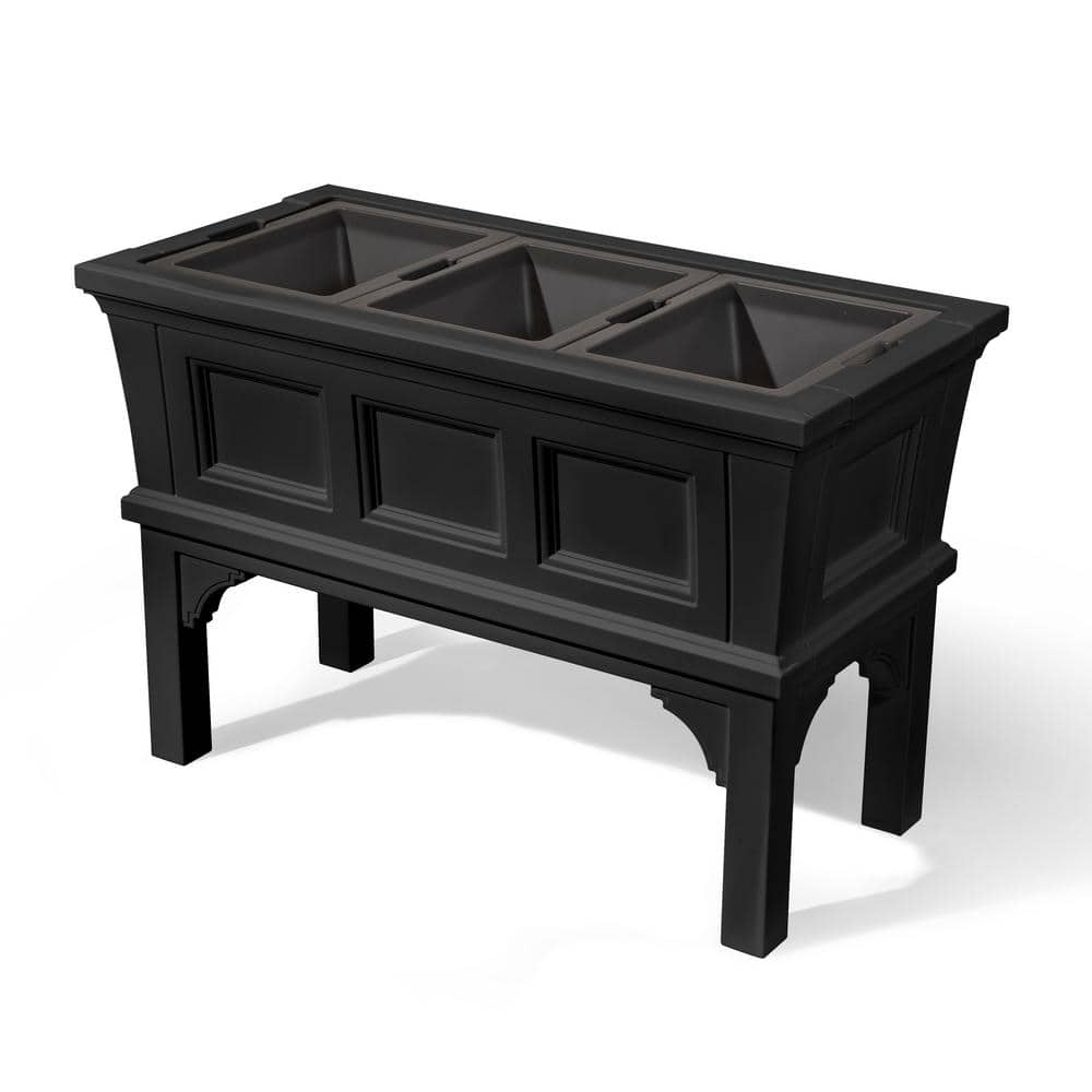 Step2 24 in. Onyx Black Plastic Atherton Raised Planter Box