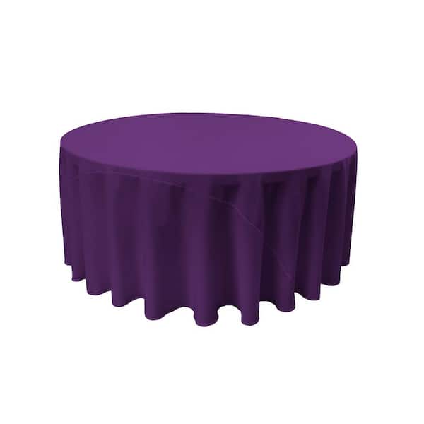 LA Linen Purple 108 in. Round Polyester Poplin Tablecloth