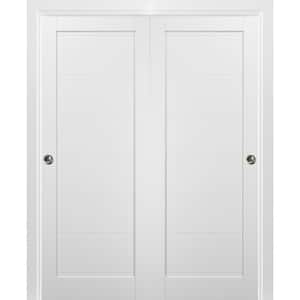 56 in. x 96 in. Single Panel White Solid MDF Sliding Door with Bypass Sliding Hardware