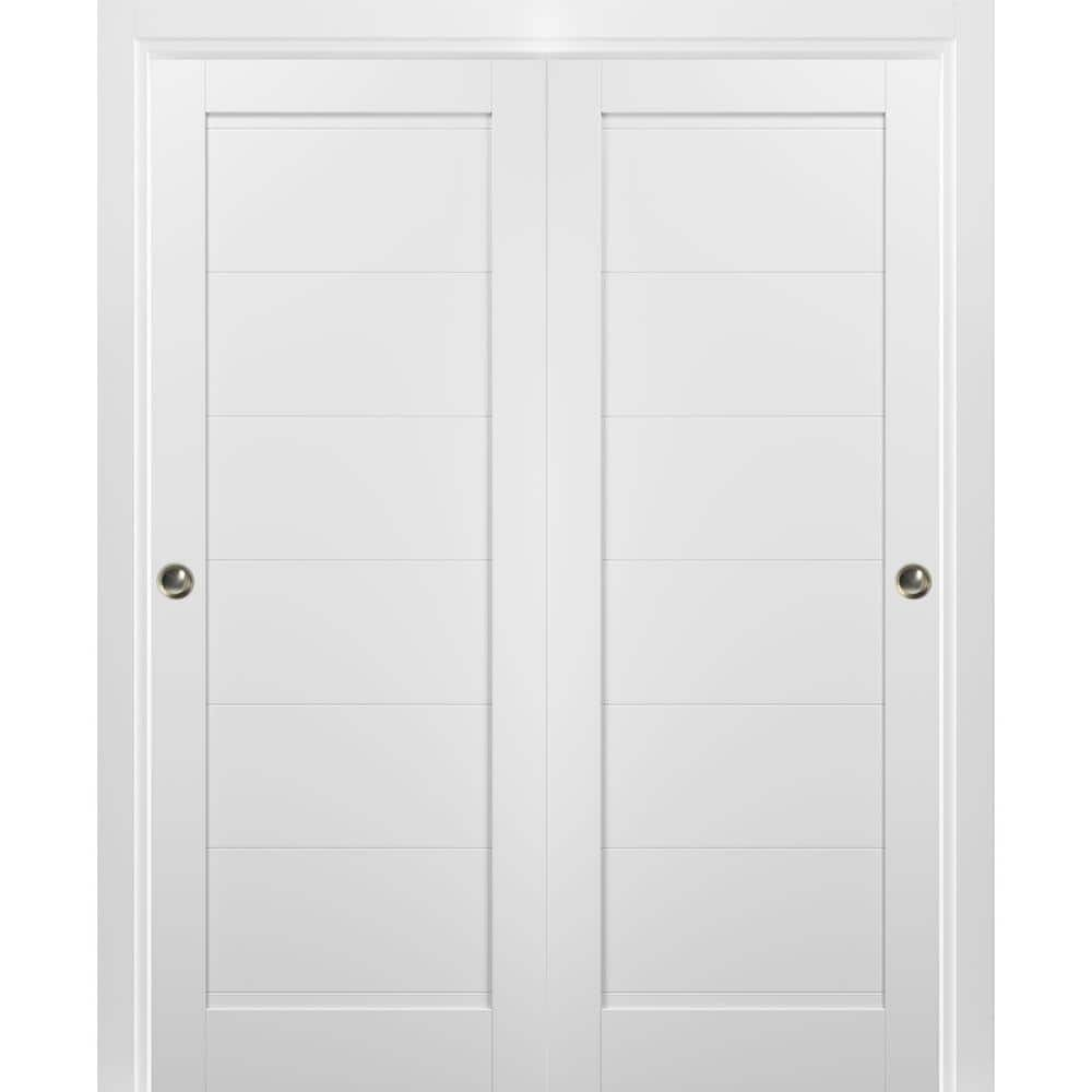 Sartodoors 60 in. x 80 in. Single Panel White Finished Solid MDF ...