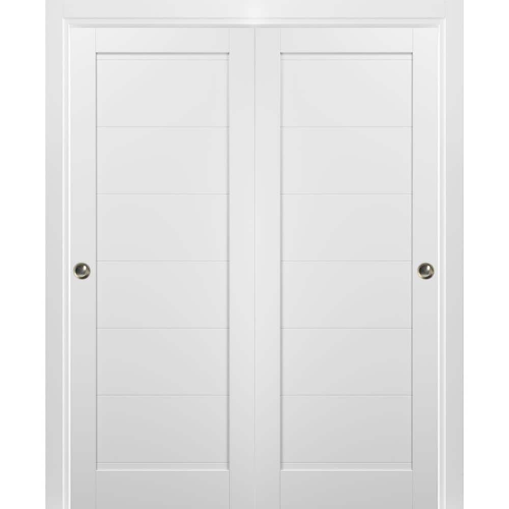 72 in. x 96 in. Single Panel White Solid MDF Sliding Door with Bypass Sliding Hardware price history on PriceWatchPro