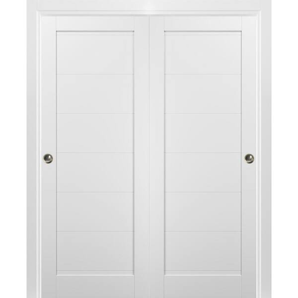 Sartodoors 84 in. x 84 in. Single Panel White Solid MDF Sliding Door ...