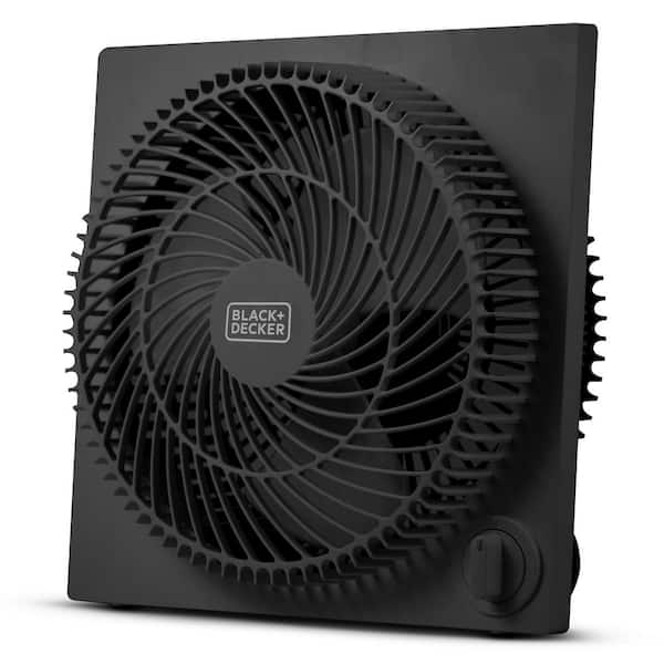 9 in. 3 Fan Speed Frameless Tabletop Box Fan, Black