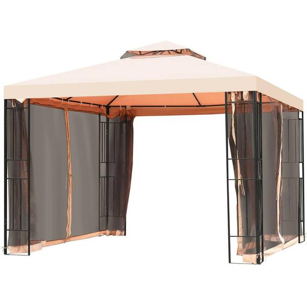 Gymax 10 ft. x 10 ft. Metal Gazebo with Mosquito Netting